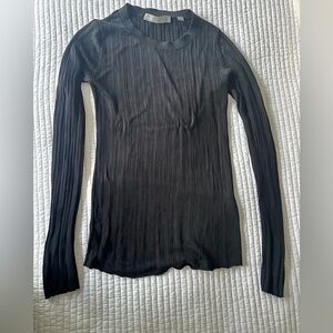 Vince Black Ribbed Viscose Long Sleeve Top